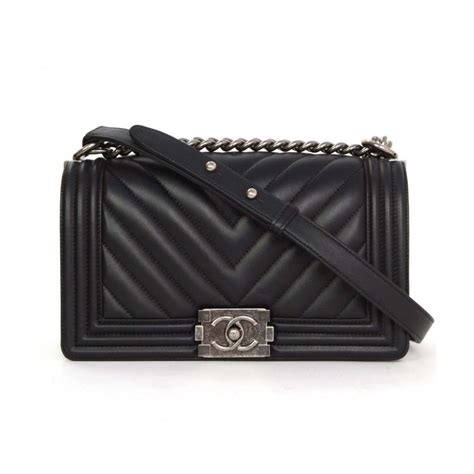 chanel chevron boy bag black|Chanel boy bag price.